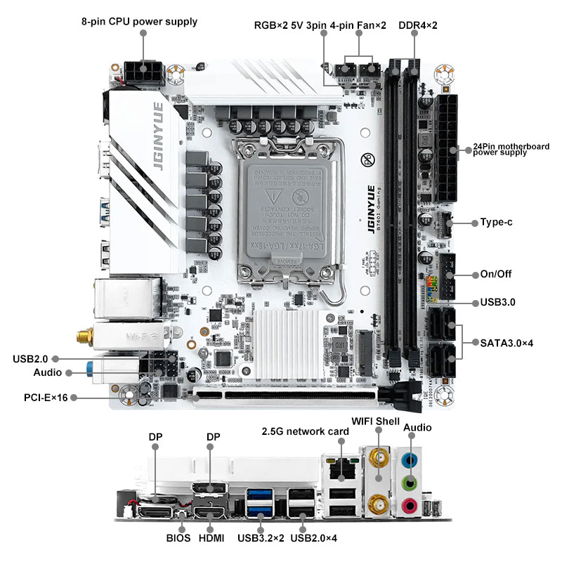 JGINYUE B760I GAMING Mini ITX  - огляд і ціна Lga1700 Itx Motherboard Ddr5
